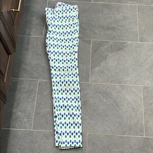 White Pants with Blue and Green Polka Dots